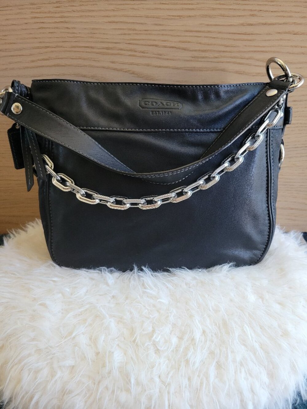 Vintage Y2K Coach Zoe Hobo Shoulder Bag Full Grain Leather Black